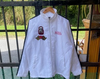 Vintage Von Dutch Gestickte Houston Hoody Patches Logo Fleece Innen Voll-Reißverschluss Pullover Leichte Jacke Weiße Farbe Große Größe