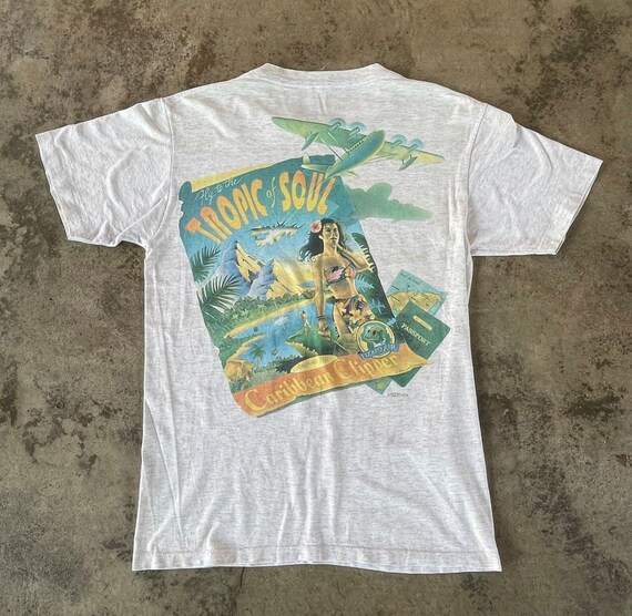 Vintage Caribbean Soul Tropic Of Soul Caribbean Clipper Lizard Aloha Hawaiian Girl Big Image Colourful Design Grey Colour Medium Size
