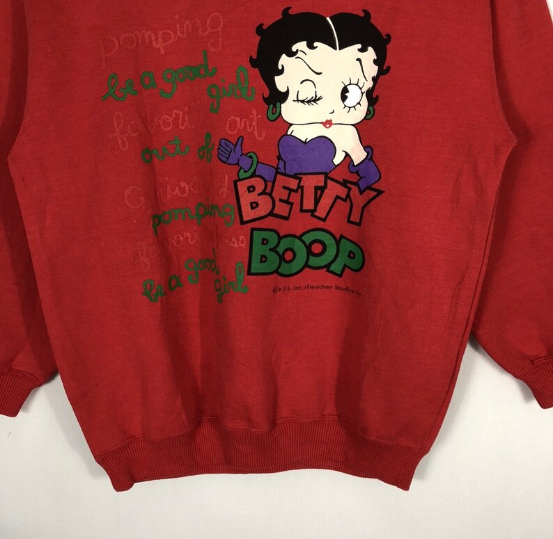 BETTY BOOP character sweatshirt, men's size XL (approx.) cotton purple type Vintage Second Hand main image 0
