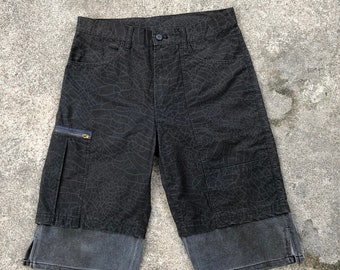 Vintage PPFM japanese brand fashion wear black abstract multipockets shorts pants sweat leg pants outdoor pants in size 30 inches