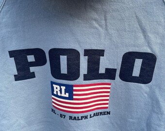 Vintage Polo Sport Ralph Lauren USA Flag Big Logo Design