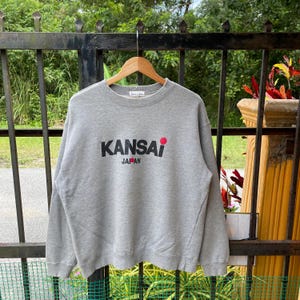 Vintage Kansai Yamamoto Japanese Brand Designer Kansai Spellout Crewneck Pullover Jumper Sweatshirts Grey Colour Medium Size