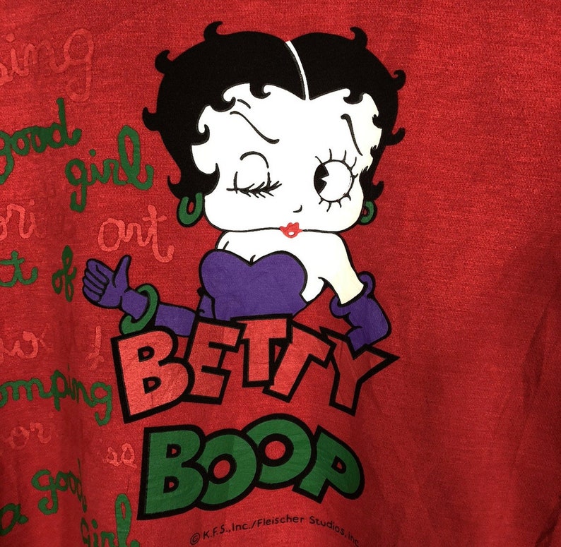 BETTY BOOP character sweatshirt, men's size XL (approx.) cotton purple type Vintage Second Hand main image 1