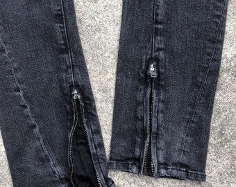 パンツ Johnny wolf skinny zip flare denim Vintage Johnny Wolf Pathcwork Ripped Distress Stylish Skinny