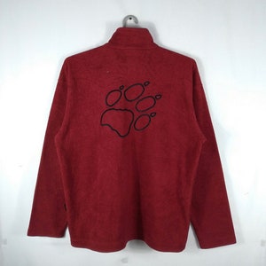 Vintage Jack Wolfskins Embroidered Big Logo Half Zipper Quarter Zipper Fleece Sweatshirts Red Colour Large Size