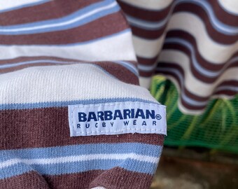 Vintage Barbarian Rugby Wear Canada Made Tricolour Striped Design
