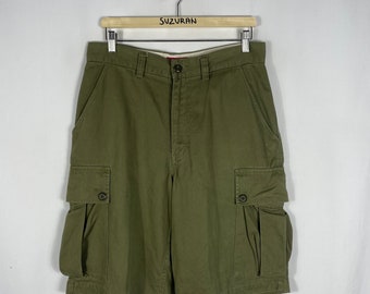 Vintage schott six pockets tactical army soldier military world war workwear styles shorts cargo pants green colour size 32 inches