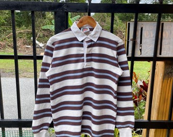 Vintage Barbarian Rugby Wear Canada Made Two Tone Striped Design