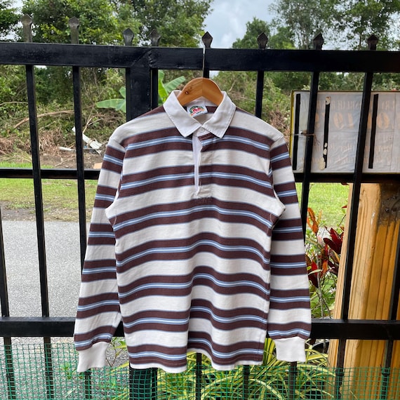 Vintage Barbarian Rugby Wear Canada Made Tricolour Striped Design