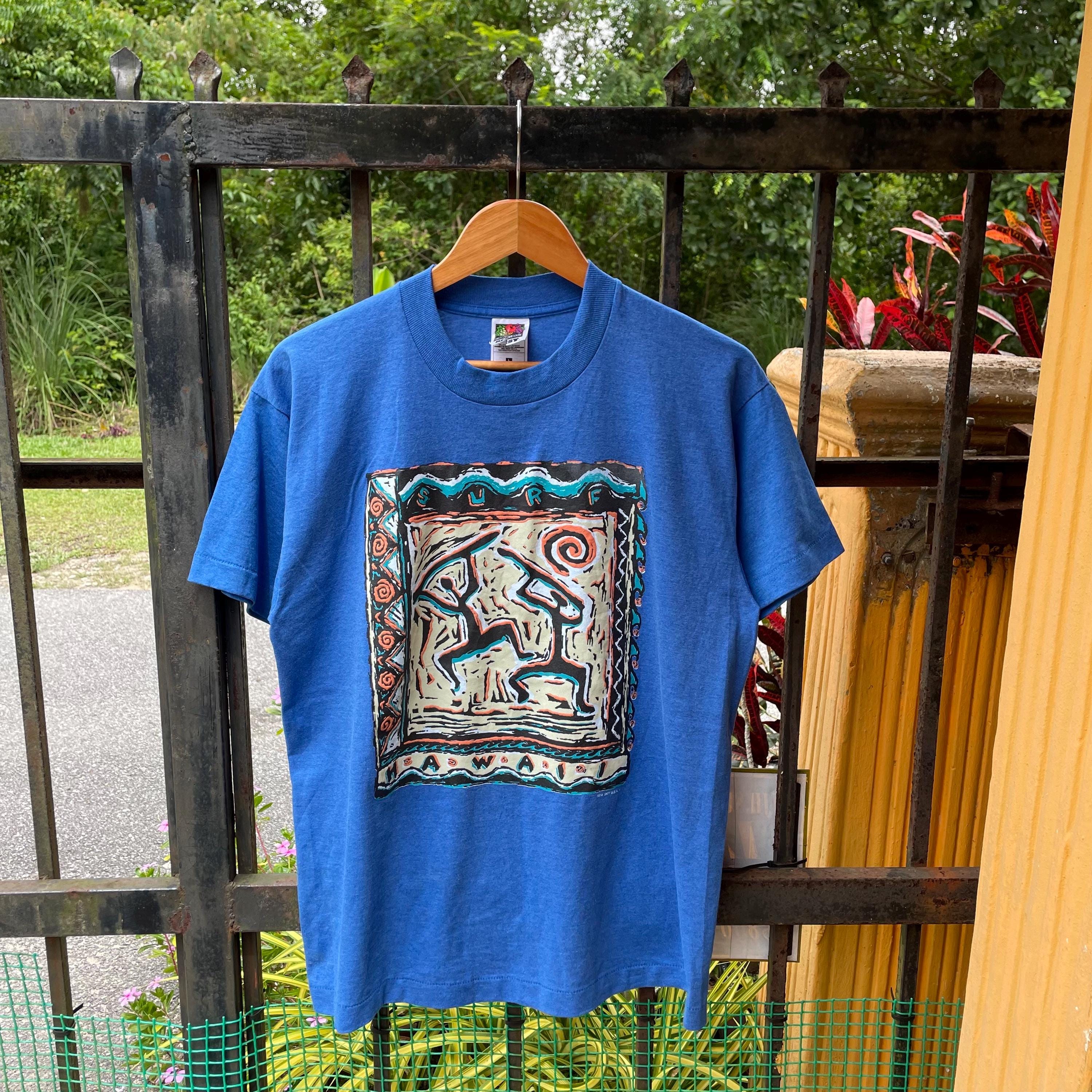 Vintage 90s Fruit of the Loom Graphic of Surf Hawaii Native Design