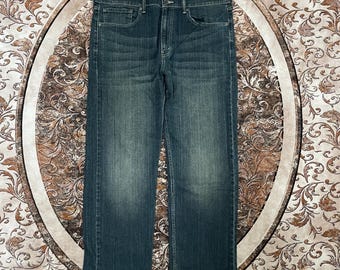 Vintage Levis 505 Stoned Washed Design Levis Regular Straight Loose Cut Distress Denim Jeans Blue Grey Wash Colour Size 37 Inches