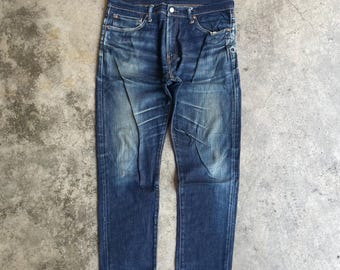 Vintage Levis 505 Stoned Washed Design Levis Regular Slim Cut Ripped Distress Denim Jeans Blue Wash Colour Size 36 Inches