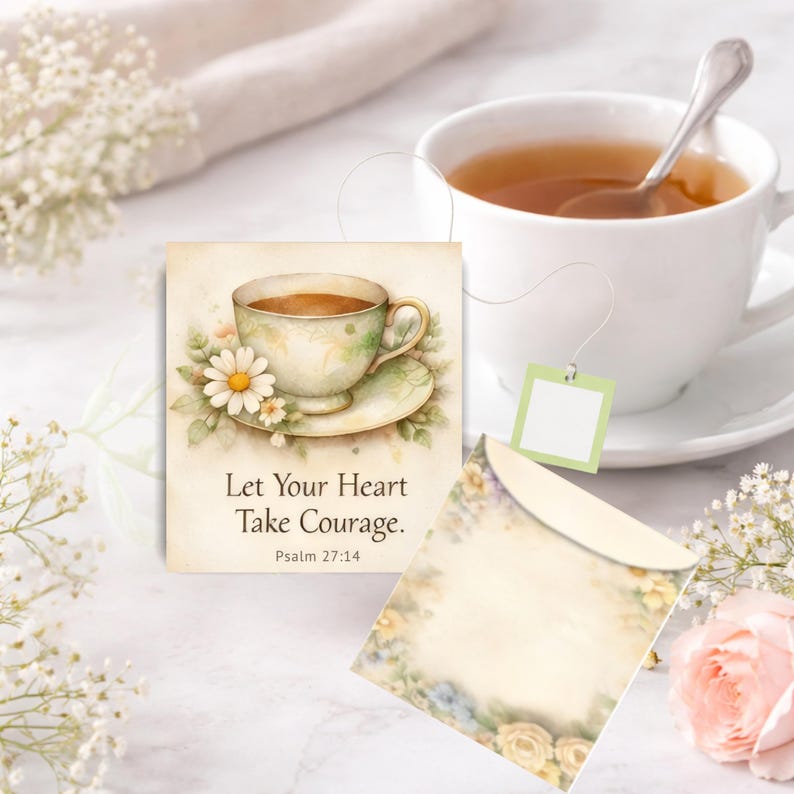 Scripture Tea Cups Scripture Tea Bag Printables, Bible Verse Tea Tags & Backing Papers ...