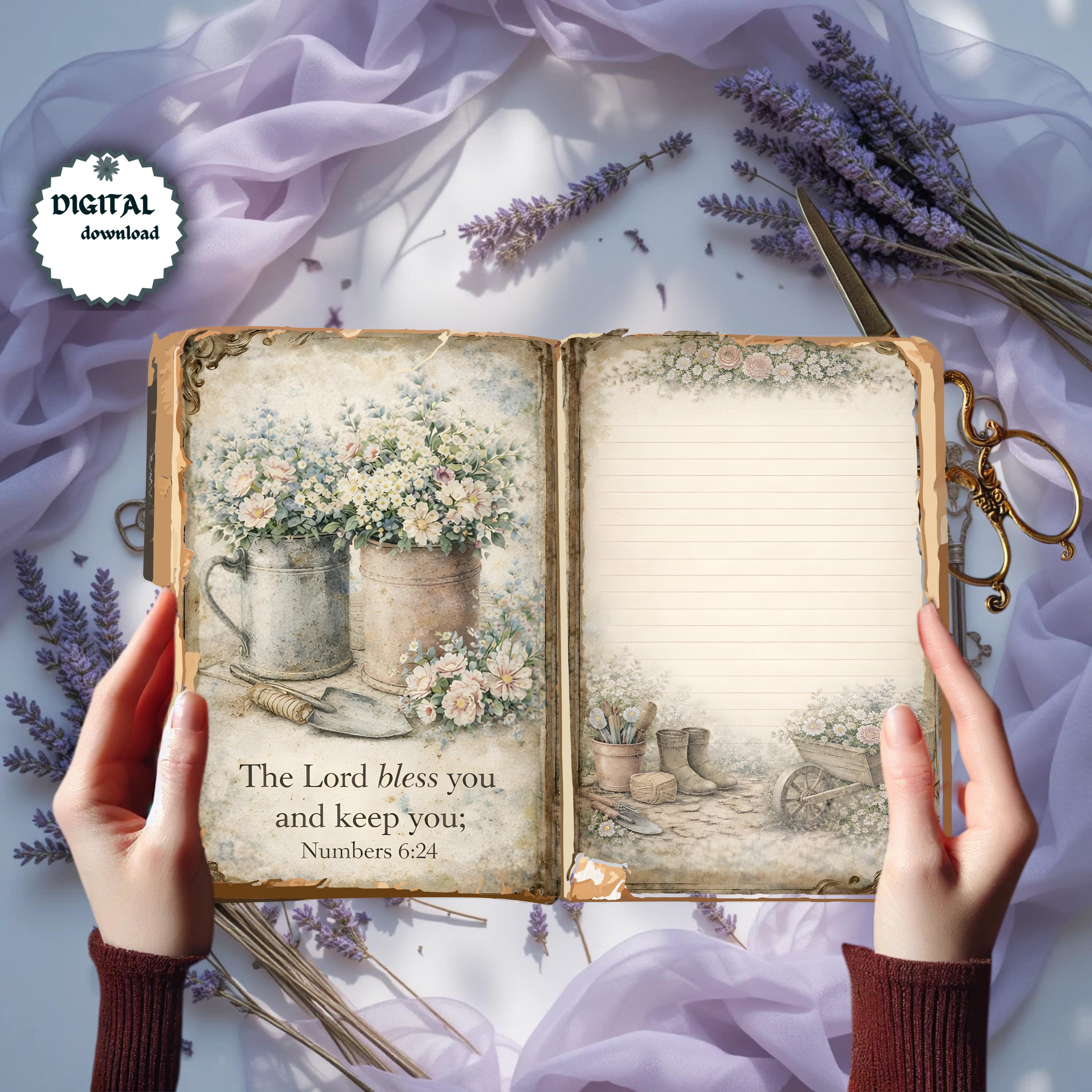 Scripure Paper God of Hope Christian Journal Papers Vintage Floral Scripture Writing ...