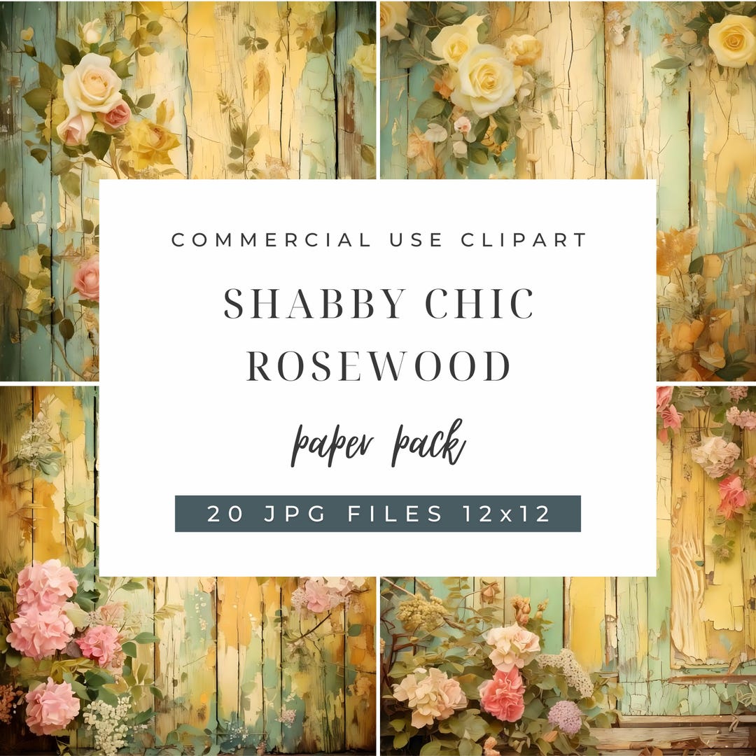 Rustic Roses Paper 20 Shabby Chic Rose Digital Paper, Vintage Floral Wood Texture, Blue ...