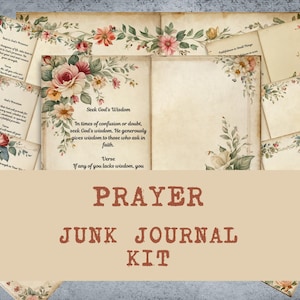Druckbares Junk Journal Gebetskit 20 vom Glauben inspirierte Seiten & Ephemera für DIY spirituelles Scrapbooking, Instant Download Geschenk