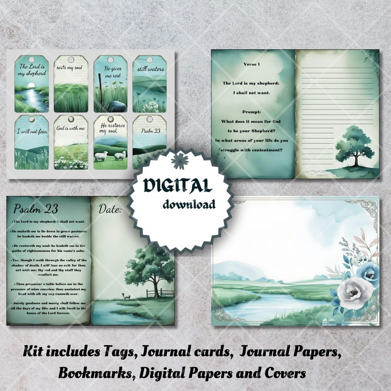 Psalm 23 Devotional Kit | Printable Bible Journaling Pages | Digital ...