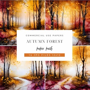 Autumn Forest Path Printable Paper| 14 Rustic 12x12 Backgrounds | Fall Digital Paper for Scrapbooking, Journals, Crafts, Wall Art & Planners