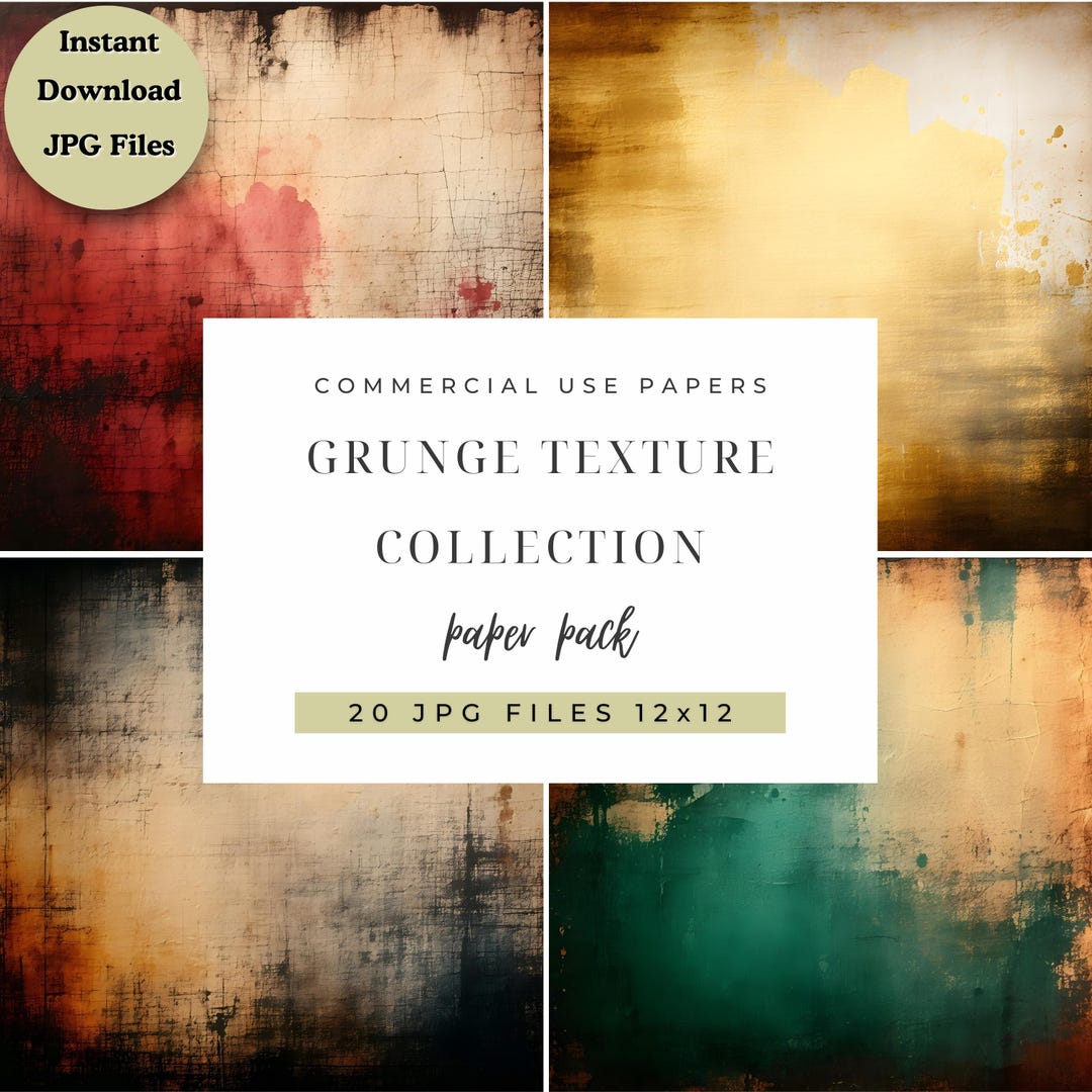 Printable Grunge Texture Digital Paper Pack of 20 Mixed 12x12 ...