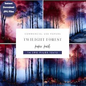 Twilight Forest Printable Paper| 14 12x12 Backgrounds |Mystical Woodland Digital Paper for Scrapbooks, Journals, Crafts, Wall Art & Planners