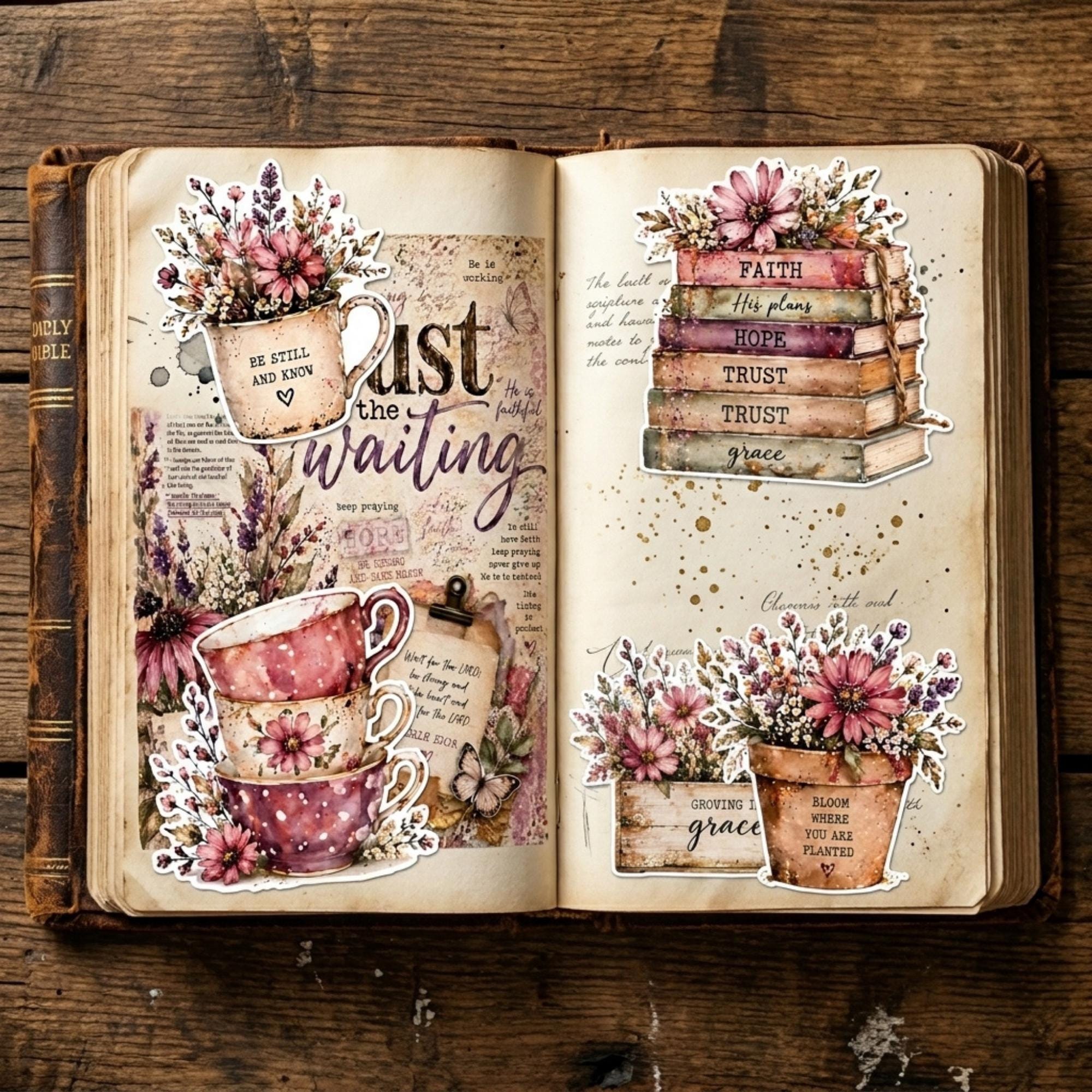 Bible Tip-in Printables Kit, Christian Floral Tip Ins for Journaling ...