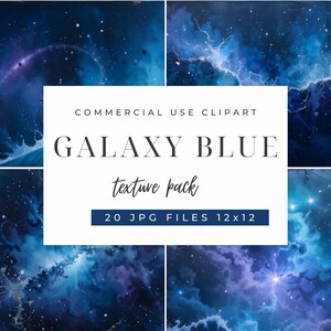 20 Galaxy Blue Crackle digitaal papier | Kosmische nachtelijke hemelachtergronden | Junkjournaal en plakboekpapier | Afdrukbare download | 12 x 12 inch.