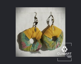 Green Sunny ReviveWeave PentaHoops - Ecofriendly Earrings Upcycled Jewelry