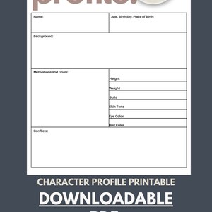 Character Profile Printable | Character Development Printable | Novel ...