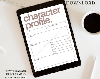 Novel Character Profile Printable: Character Development Planner (PDF Download)