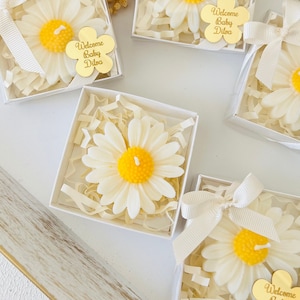Bomboniera personalizzata con candela a forma di margherita, candela per battesimo, candela per baby shower, regalo per battesimo, regalo per la prima comunione, Mi Bautizo, regalo di benvenuto per neonati