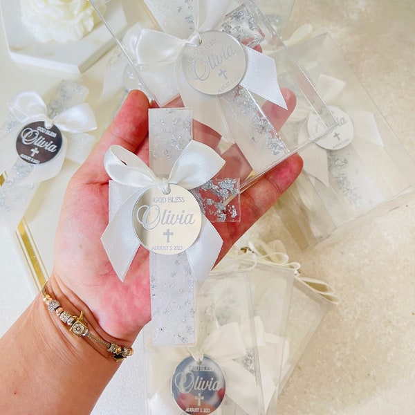 Silver Unique Baptism Favors for Boy, Baptism Thank You Magnet, Blue Baptism Favors, Christening Favors, Mi Bautizo Favors, Baptism Gift