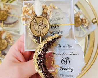 Personalized Golden Epoxy Magnet: Adult Birthday Party Favor
