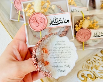 Personalized Ayatul Kursi Epoxy Magnet: Islamic Baby Shower Favor, Aqiqah, Ameen Keepsake