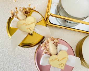 Vela de boda personalizada: caja de metal con cera perfumada