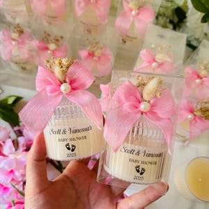 Personalized Scented Mica Container Candle Favors: Baby Shower, Baptism, Christening, Birthday, Communion