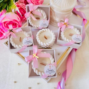 Personalized Scented Stone Holder Candle Favor: Baptism, Elegant Christening Gift, Holy Communion, Mi Bautizo