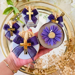 Purple Baptism Candle Favors,Christening Candle,Personalized Gifts,Communion Favors,Baptism Gift Girl or Boy,First Holy Communion Gift