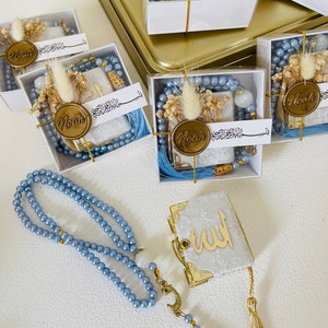 Personalized Velvet Mini Quran & Tasbeeh Set ,Islamic Baby Shower Favors,Welcome Baby Gift,Aqiqah Favor,Ameen Favor, Prayer Beads Favors