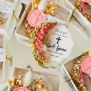 Lembrancinhas exclusivas de batismo rosa dourado para meninas, ímã epóxi de batismo, lembrancinha de primeira comunhão, presente de batismo, Mi Bautizo, Bomboniere Battesimo