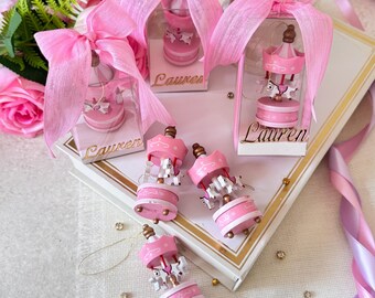 Personalized Carousel Baby Shower Favors: Wooden Keepsake Gifts, Newborn, 1st Birthday Party Favor, Baptism