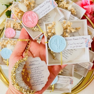 Personalized Epoxy Keychain Gift, Baby Shower Favor, Newborn Baby Gift, Gender Party Favor, Twin Baby Gifts, Baptism Favor, Islamic Gifts