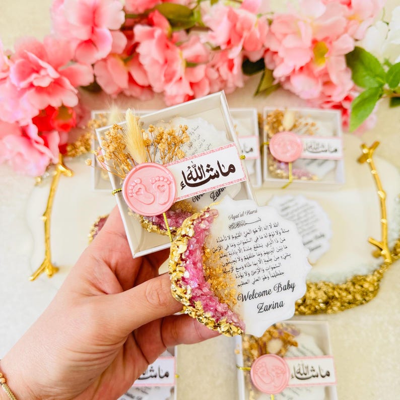 Personalized Aqiqah Favors, Ayatul Kursi Epoxy Magnet, Islamic Baby Shower Favor, Muslim Newborn Gift, Mevlid Keepsake for Guests image 7