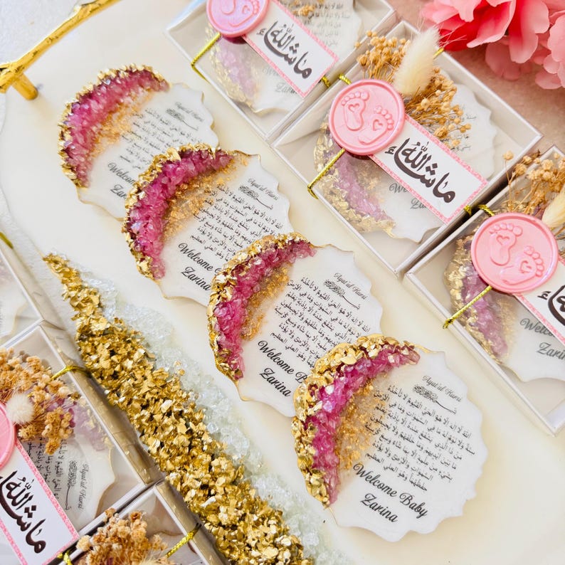 Personalized Aqiqah Favors, Ayatul Kursi Epoxy Magnet, Islamic Baby Shower Favor, Muslim Newborn Gift, Mevlid Keepsake for Guests image 5
