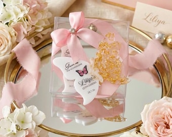 Personalized Epoxy Butterfly Magnet Favors: Quinceañera / Sweet 16 Party Favor