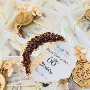 Personalized Adult Birthday Party Golden Epoxy Magnet Favor,40th Birthday Gift, Adult Party Favors, 30th,70th, 50th,80th,90th,100th Favors