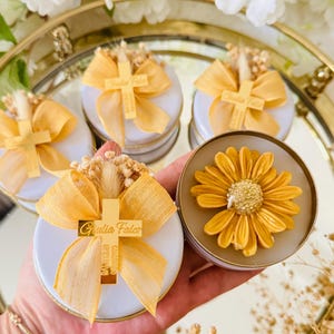 Golden Baptism Candle Favors,Christening Candle,Personalized Gifts,Communion Favors,Baptism Gift Girl or Boy,First Holy Communion Gift