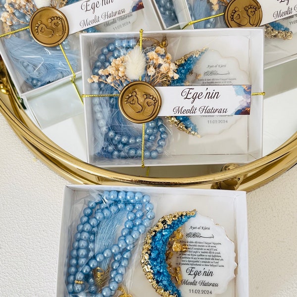 Personalized Epoxy Magnet & Tasbeeh Set ,Islamic Baby Shower Favors,Welcome Baby Gift,Aqiqah Favor,Ameen Favor, Prayer Beads Favors