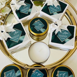 Wedding Candle Favors, Personalized Elegant Engagement Candle, Mis Anos,Sweet 16 Favors, Bridesmaid Gift, Nikkah Candle, Quinceanera Favors