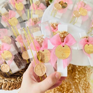 Personalized Baptism Party Magnet Favors, Handmade Cross Magnet With Dried Flowers, Mi Bautizo, Communion Favor, Christening Favor For Guest