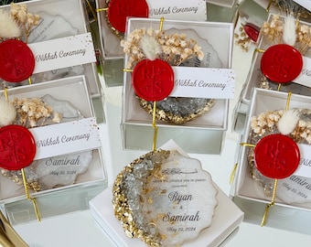 Personalized Gold Epoxy Magnet Favor: Wedding, Engagement, Nikkah, Anniversary